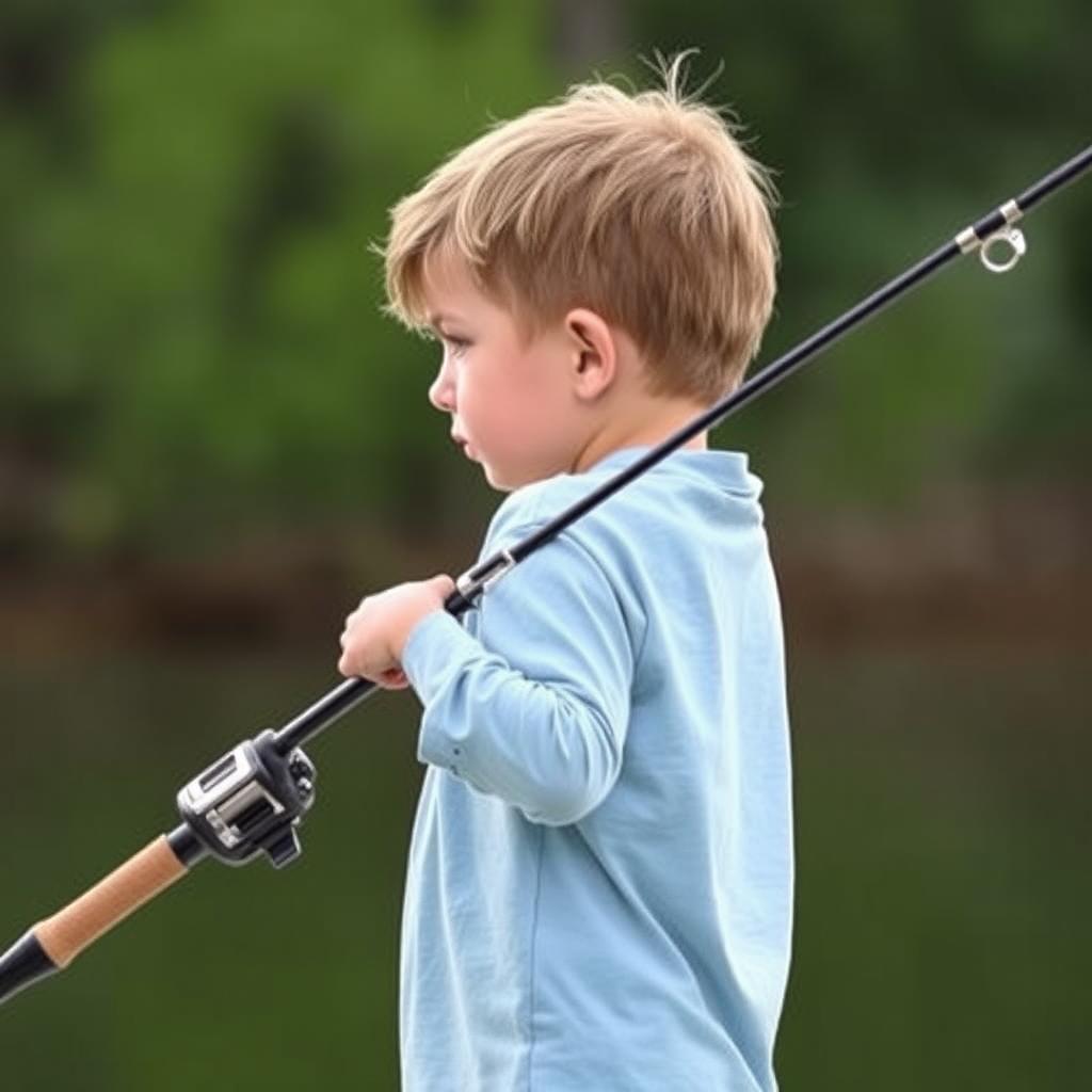 Child using a standard-sized spincast combo with proper form