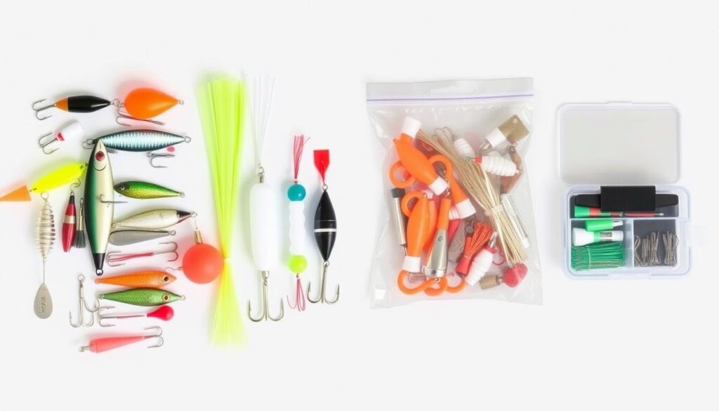Comparison of DIY fishing accessories next to commercial alternatives