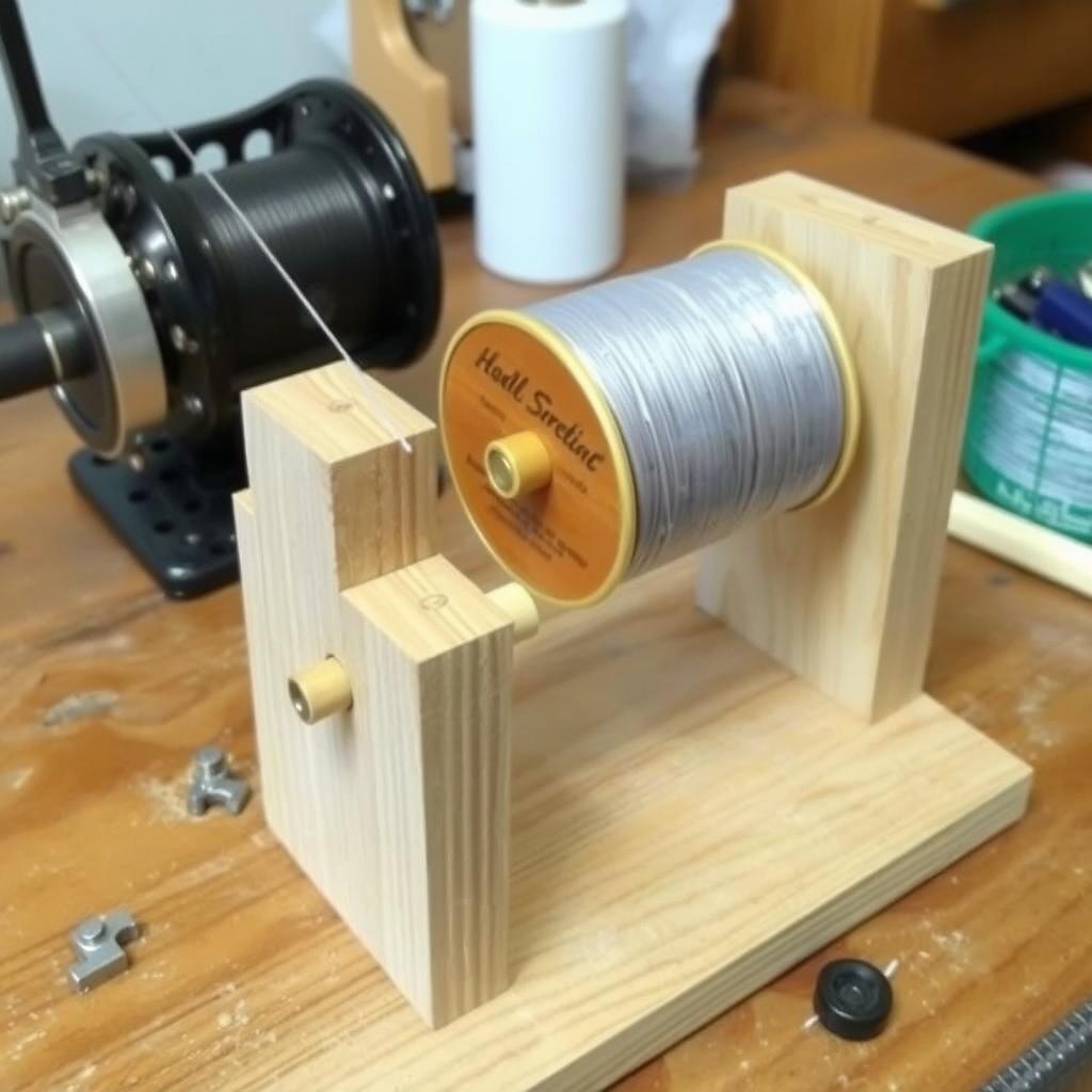 DIY fishing line spooler made from household items