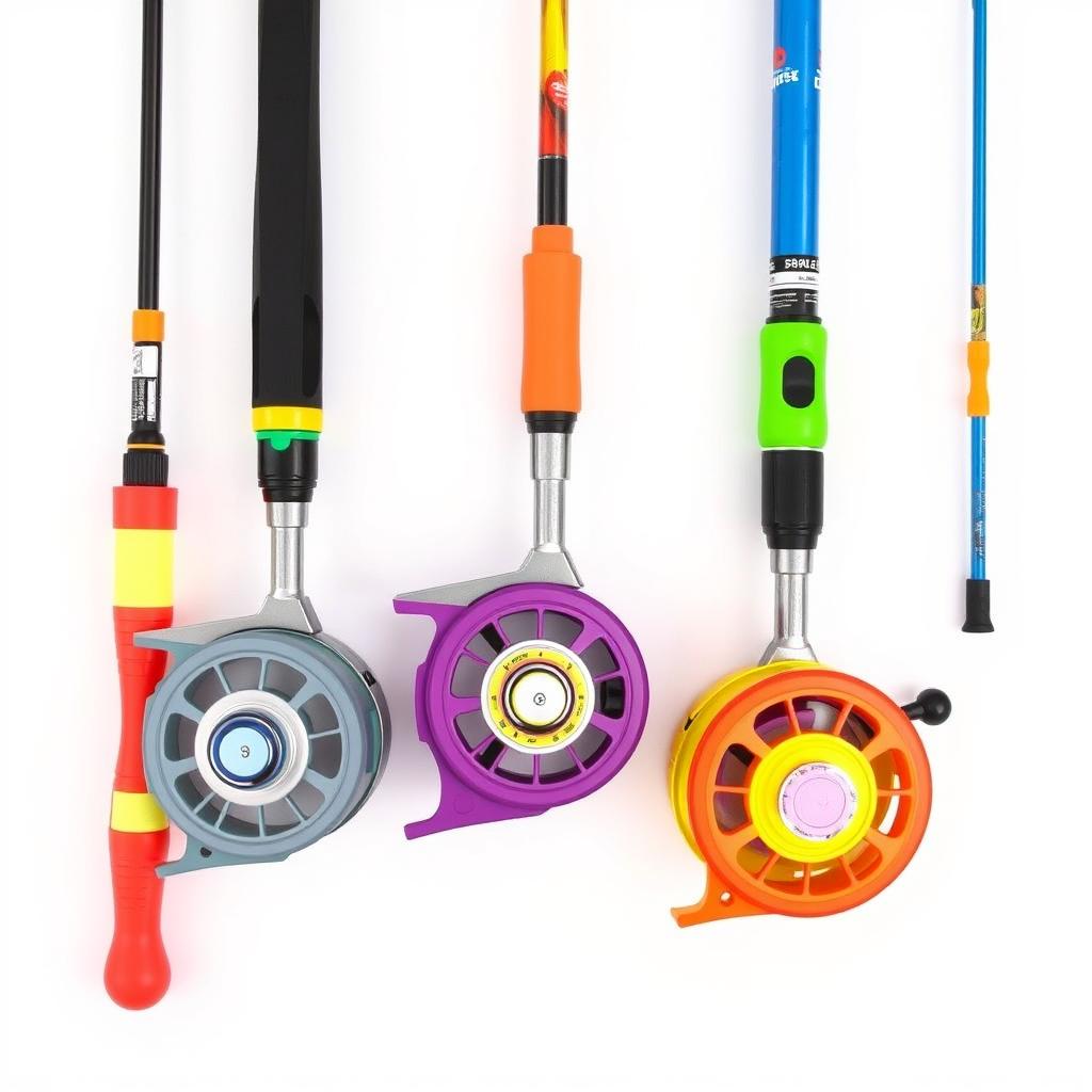 Kid-sized fishing rods and reels designed for small hands