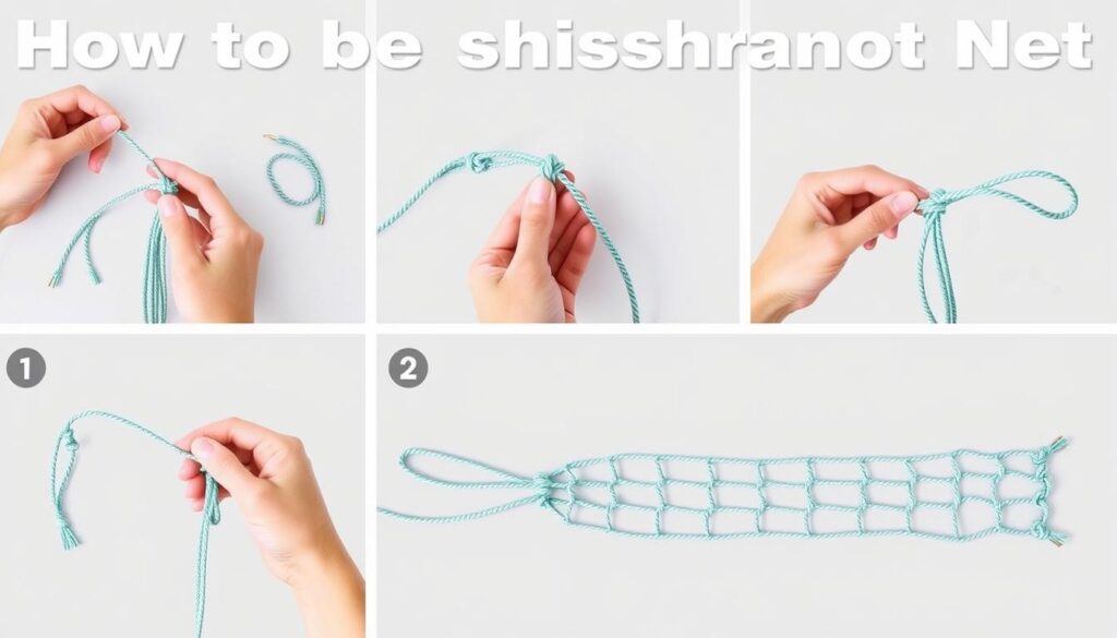Step-by-step process of tying paracord net knots